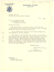 Letter from the U. S. State Department to W. E. B. Du Bois