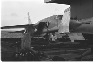 Pilots and aircraft on the Enterprise in Tonkin Gulf.