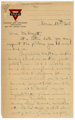 Letter to Laurence L. Doggett (December 11, 1916)