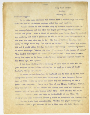 Transcribed letter from Charles A. Palmer to Laurence L. Doggett (January 21, 1917)