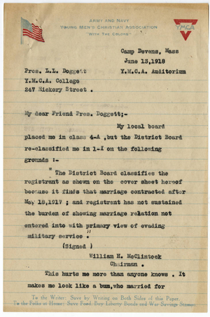 Letter from Frederick Weber to Laurence L. Doggett (June 13, 1918)