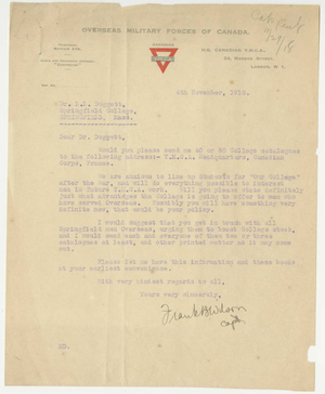 Letter from Frank B. Wilson to Laurence L. Doggett (November 4, 1918)