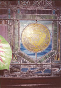 International YMCA College Seal Stained Glass Window