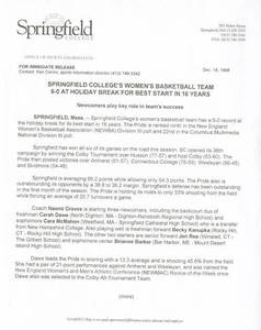 Women's Basketball Release (December 18, 1998)