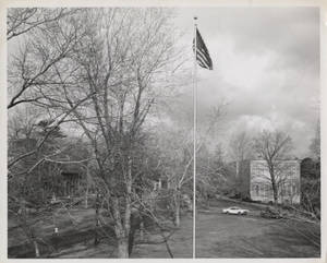 A flagpole flying the American Flag, ca. 1970-1980
