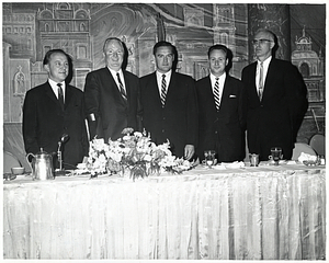 Massachusetts Governor John A. Volpe, Mayor John F. Collins, and three unidentified men