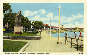 Stacey Blvd. and Fisherman's Monument, Gloucester, Mass.