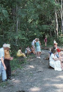 Public at Moon Barn Raising at entrance to Hopkins Forest on 2 August 1975.
