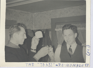 Art E. and Robert Rosenburg with toast and toasting
