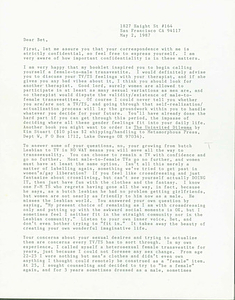 Letter from Lou Sullivan to Bet Power (May 2, 1987)