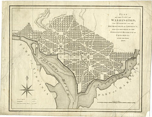 Plan of the city of Washington; now building for the metropolis of America, and established as the permanent residence of Congress after the year 1800