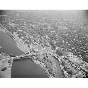 Boston University (Cottage Farm) Bridge, long view of area, Cambridge, MA