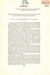 Twenty-three serial tests of intelligence and their intercorrelations