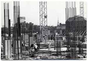 Construction workers at City Hall site