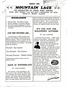 Mountain Lace: The Newsletter of Trans - West Virginia (March, 1993)