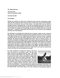 Letter from Charles and Betty Finnegan to Adelphia Martinez (December 28, 2008)