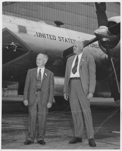 Ralph A. Van Meter with Dean William L. Machmer in front of plane