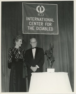 First lady Nancy Reagan on stage with Jeremiah Milbank, Jr.