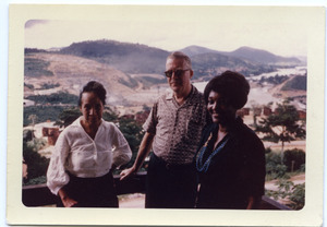 Shirley Graham Du Bois (far left) and two unidentified visitors