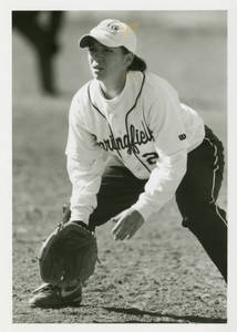 Rebecca Bliss playing softball (class of 1997)