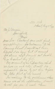Letter from Ernest Hildner to Jacob T. Bowne (August 24, 1891)