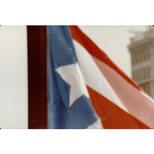 A close-up of a Puerto Rican flag