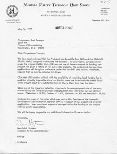 Letter from Bernholdt Nystrom to Congressman Paul Tsongas