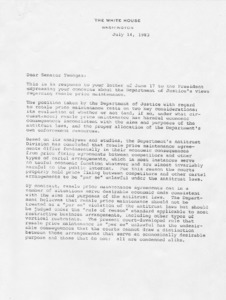 Letter from Kenneth M. Duberstein to Senator Tsongas