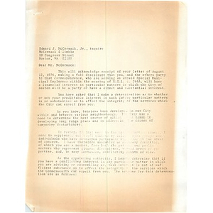 Letter, Edward J. McCormack, Jr.