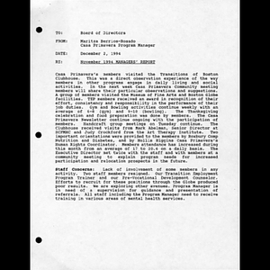 November 1994 manager's report