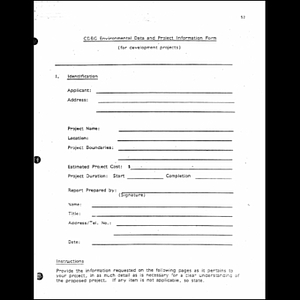 CDBG environmental data and project information form.