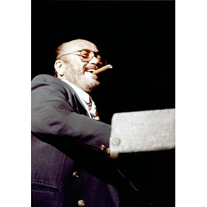 Eddie Palmieri with a cigar performing at Cultura Viva.