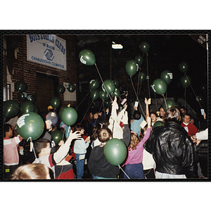 Charlestown Boys & Girls Club members release "Charlestown Against Drugs CHAD" balloons with messages attached
