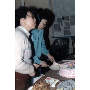 Guests and cake at an International Women's Day event