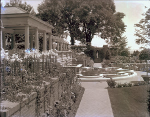 Mrs. Evans garden pool niche, terraces, and summer house