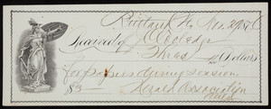 Receipt for the Herald Association, Rutland, Vermont, November 29, 1876