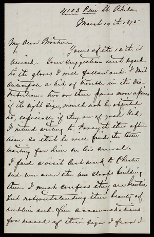 Admiral Silas Casey to Thomas Lincoln Casey, March 14, 1875