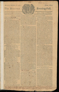The Boston Evening-Post, 16 September 1771