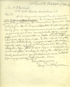 Letter from Benjamin Smith Lyman to Mr. H. D. Hoskold