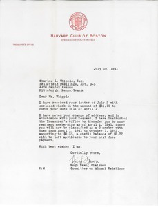 Letter from Hugh Nawn to Charles L. Whipple