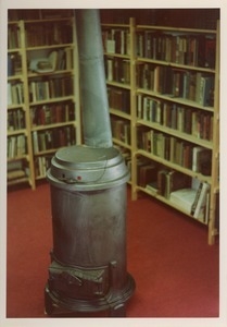 Wood stove in the Common Reader Bookshop
