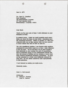 Letter from Mark H. McCormack to Read Q. Chalfant