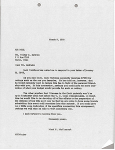 Letter from Mark H. McCormack to Walter E. deBruin