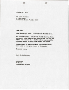 Letter from Mark H. McCormack to Jack Nicklaus