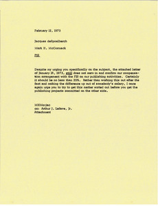 Memorandum from Mark H. McCormack to Jacques de Spoelberch