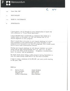 Memorandum from Mark H. McCormack to Bob Bagley