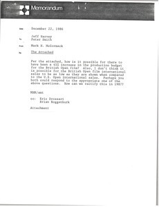 Memorandum from Mark H. McCormack to Jeff Harvey and Peter Smith