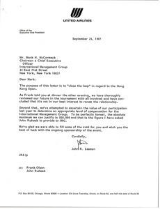 Letter from John R. Zeeman to Mark H. McCormack