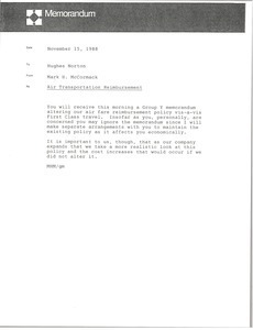 Memorandum from Mark H. McCormack to Hughes Norton