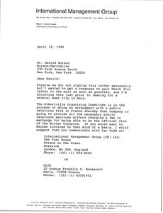 Letter from Mark H. McCormack to Harold Burson